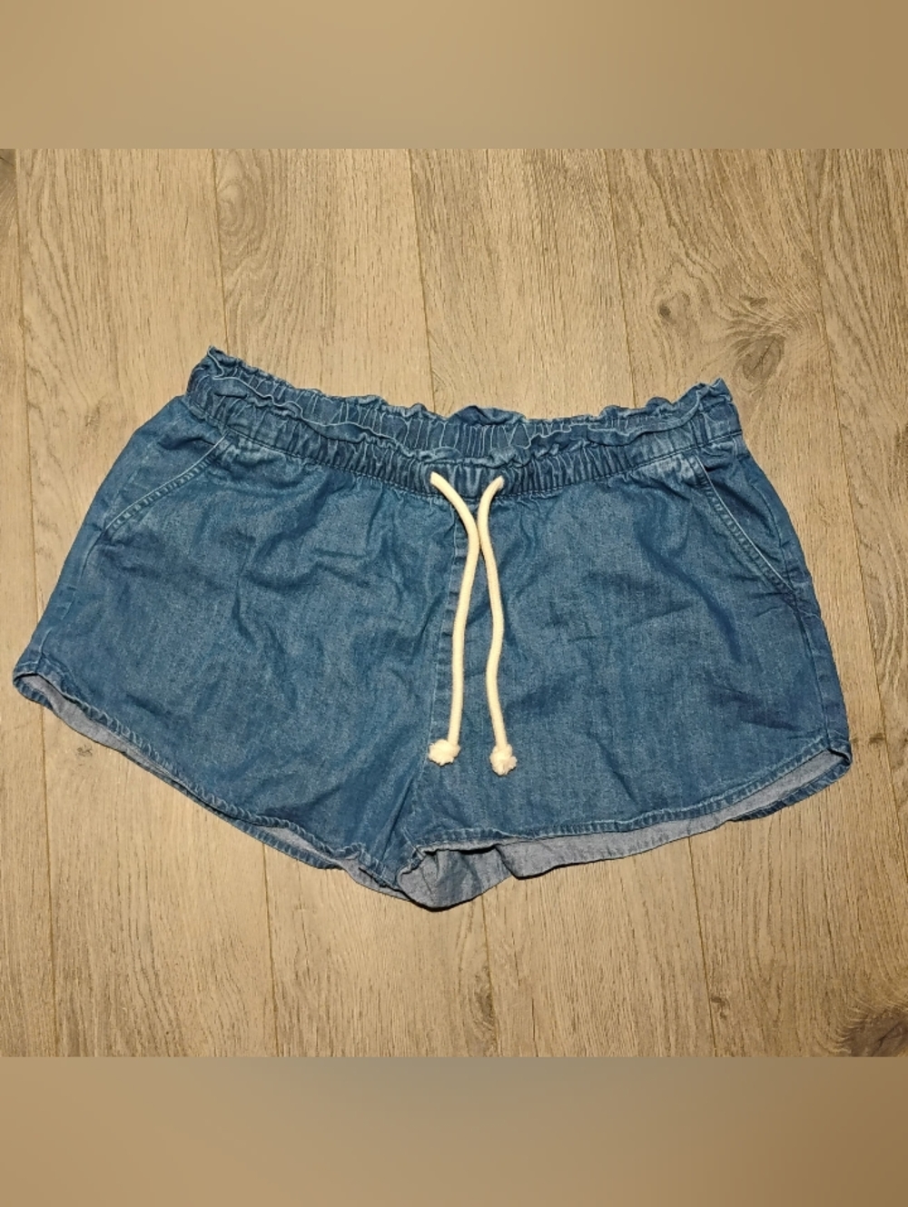 Drawstring Denim Shorts